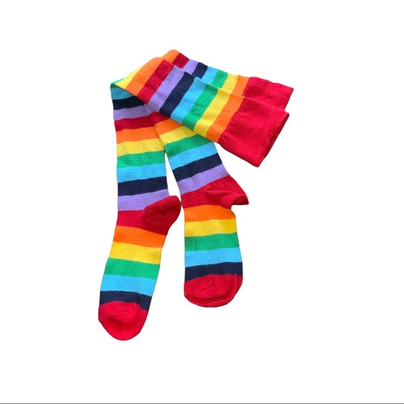 Vintage Accessories - Y2K Unisex Rainbow-Striped Socks Sz OS